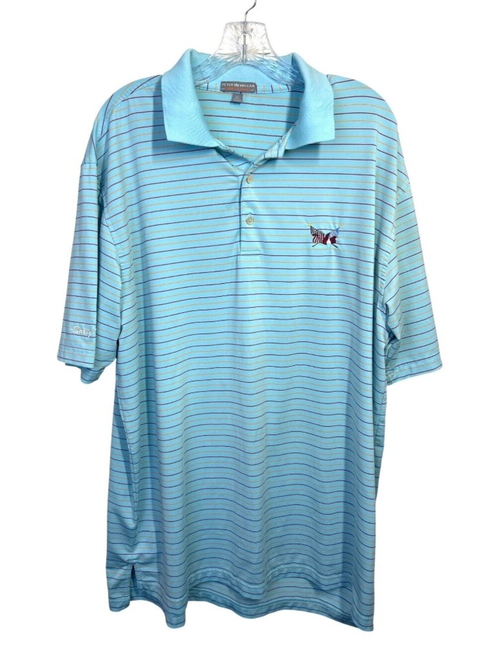 Peter Millar Summer Comfort Golf Polo Shirt Sz XL Blue Striped Performance Polo